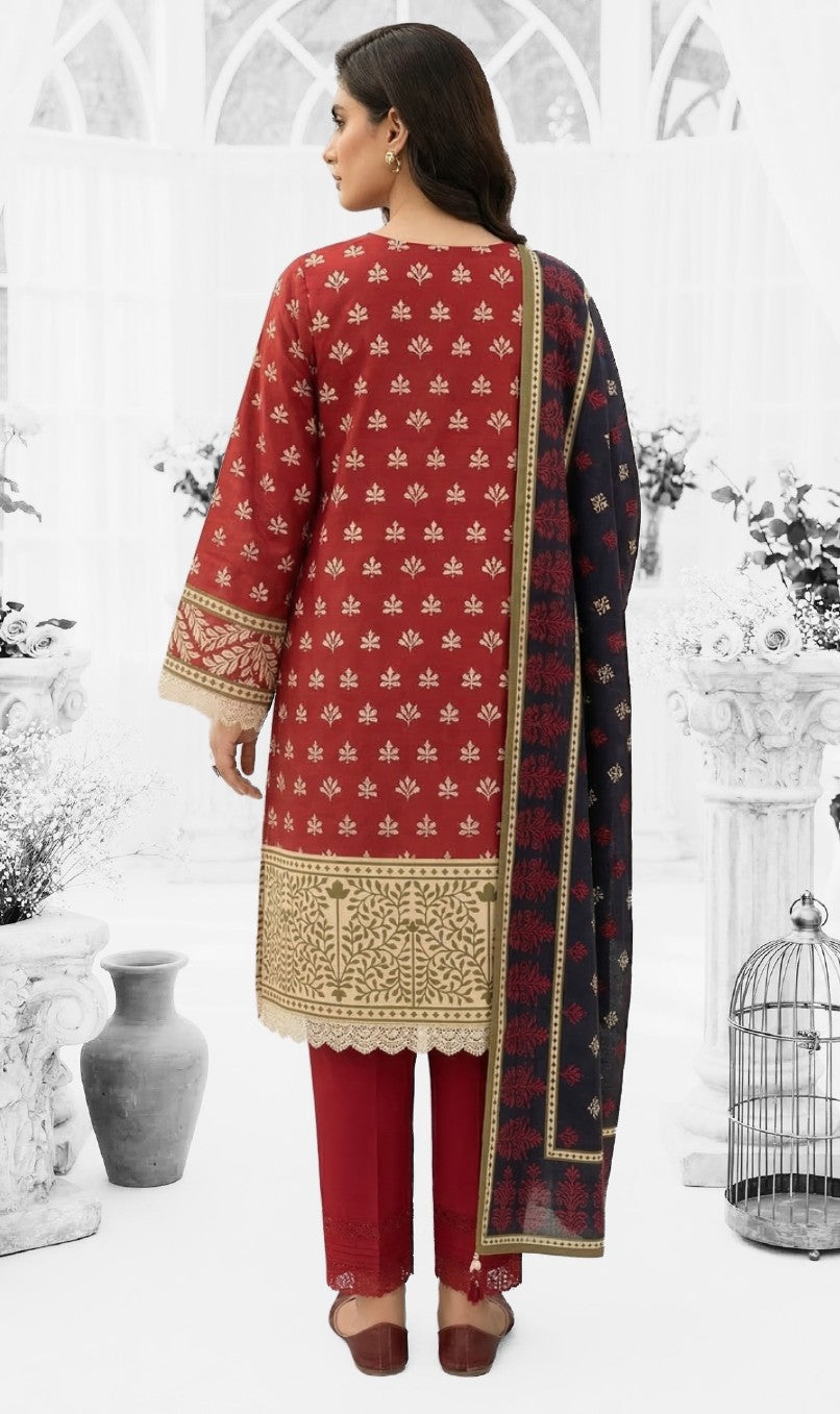 Keyseria By Jaffrani-3PC Unstitch Lawn Chapter-4-(RED)
