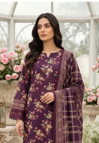 Keyseria By Jaffrani-3PC Unstitch Lawn Chapter-4-(Metallic brown)