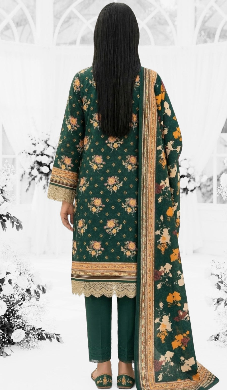 Keyseria By Jaffrani-3PC Unstitch Lawn Chapter-4-(Metallic brown)