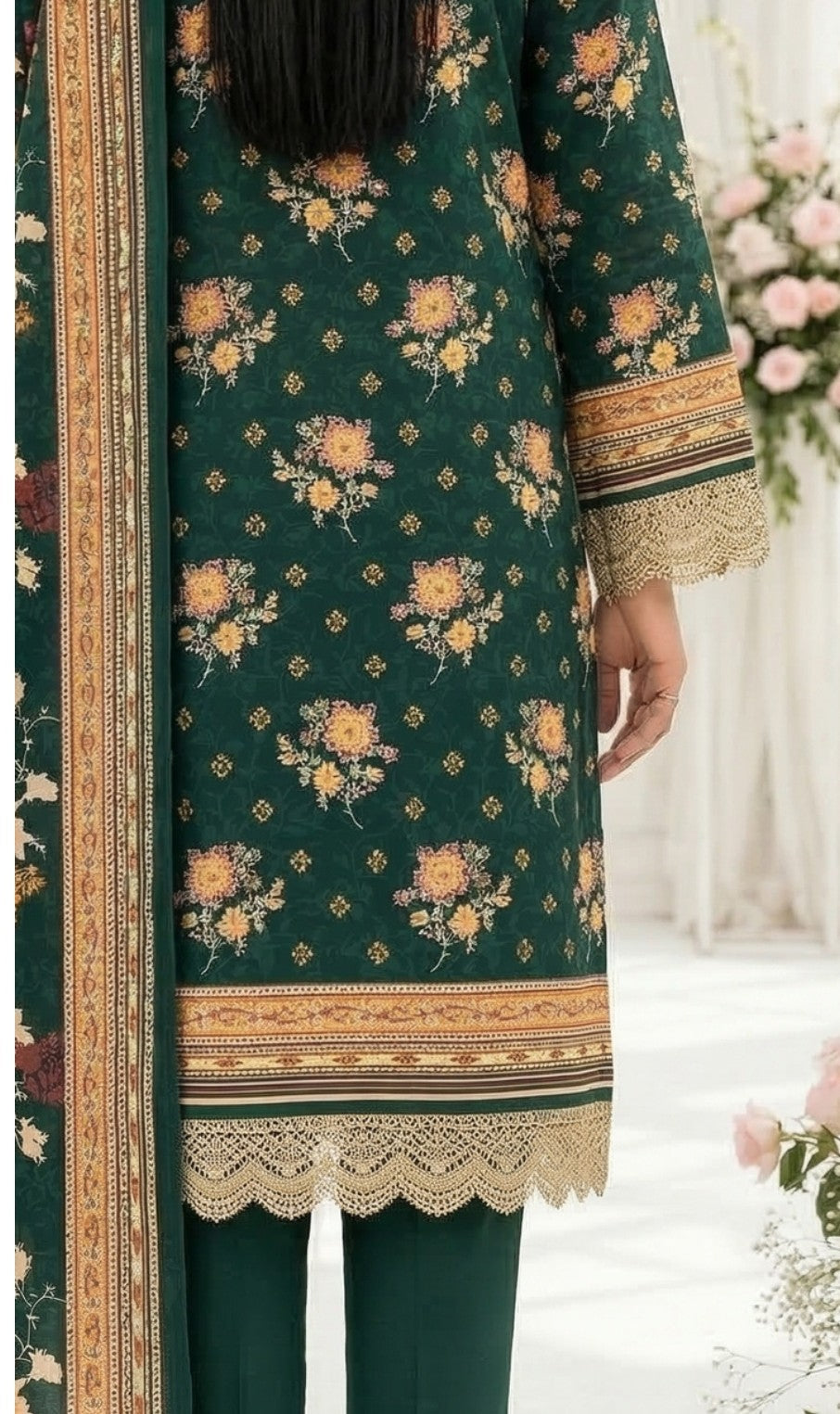 Keyseria By Jaffrani-3PC Unstitch Lawn Chapter-4-(Metallic brown)
