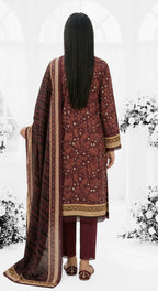 Keyseria By Jaffrani-3PC Unstitch Lawn Chapter-4-(Metallic brown)