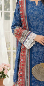 Keyseria By Jaffrani-3PC Unstitch Lawn Chapter-4-(Light Blue)