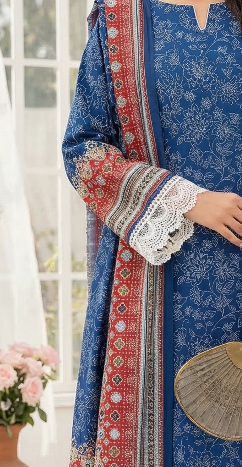 Keyseria By Jaffrani-3PC Unstitch Lawn Chapter-4-(Light Blue)