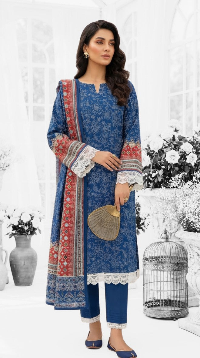Keyseria By Jaffrani-3PC Unstitch Lawn Chapter-4-(Light Blue)