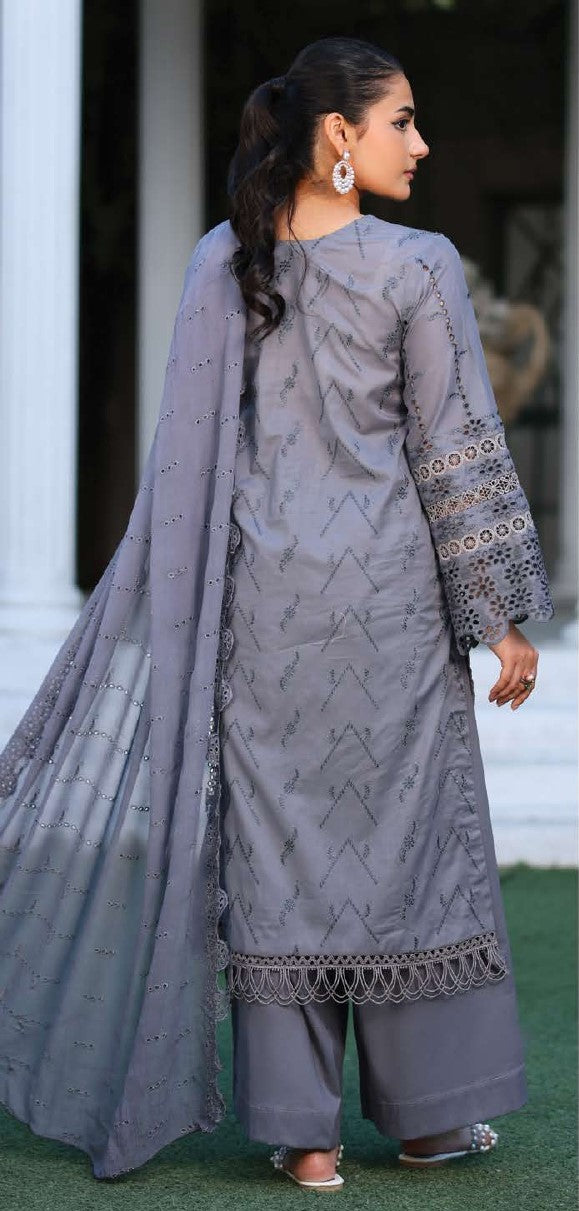 JOHRA ASHNOOR – Unstitched 4-Piece Chikankari Lawn Suit