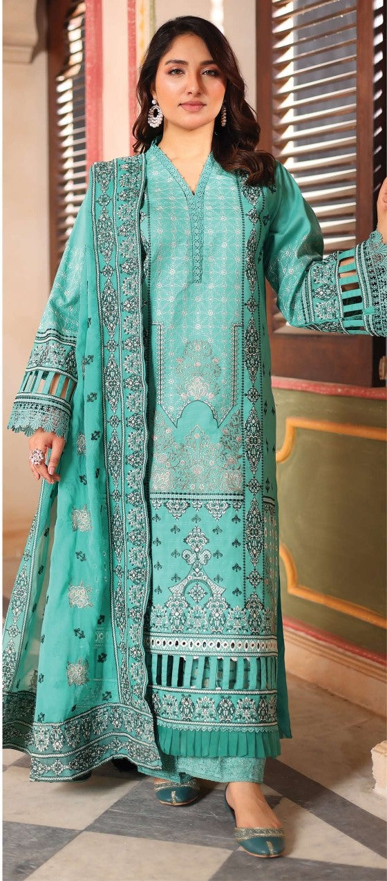 Johra – RINSHA Embroidered Lawn with Embroidered Chiffon Dupatta & Jacquard Trouser