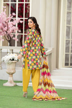 KBC Fashion-3PC Printed Stitch Lawn Suit (Yellow)-PV1-SV15