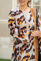 Sunset Ikat Elegance-3PC Printed Stitch Lawn Suit (Multi)-PV1-SV2