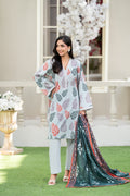 Silver Leaf-3PC Printed Stitch Lawn Suit (Light Gray)-PV1-SV02