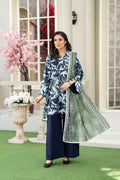 KBC Fashion-3PC Printed Stitch Lawn Suit (Navy Blue)-PV1-SV15