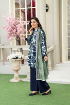 KBC Fashion-3PC Printed Stitch Lawn Suit (Navy Blue)-PV1-SV15