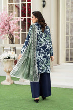 KBC Fashion-3PC Printed Stitch Lawn Suit (Navy Blue)-PV1-SV15