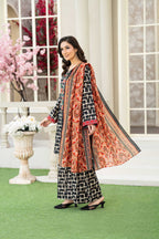 Midnight Bloom – 3PC Embroidered Stitched Suit (Black & white)-PV1-SV-24