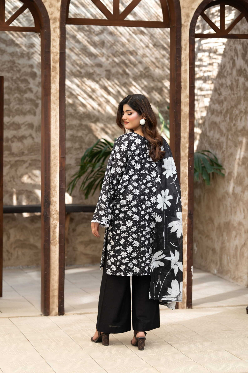 Midnight Bloom – 3PC Embroidered Stitched Suit (Black)-PV1-SV06