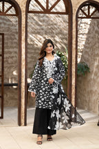Midnight Bloom – 3PC Embroidered Stitched Suit (Black)-PV1-SV06