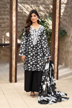 Midnight Bloom – 3PC Embroidered Stitched Suit (Black)-PV1-SV06