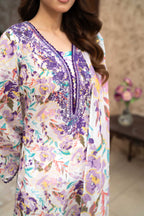 Lavender Garden – 3PC Embroidered Stitched Suit (white)-PV1-SV-23