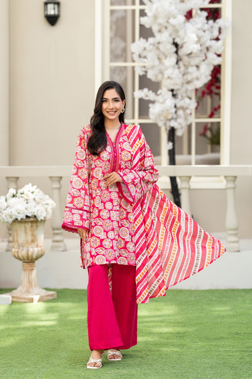 KBC Fashion-3PC Printed Stitch Lawn Suit (Pink)-PV1-SV21