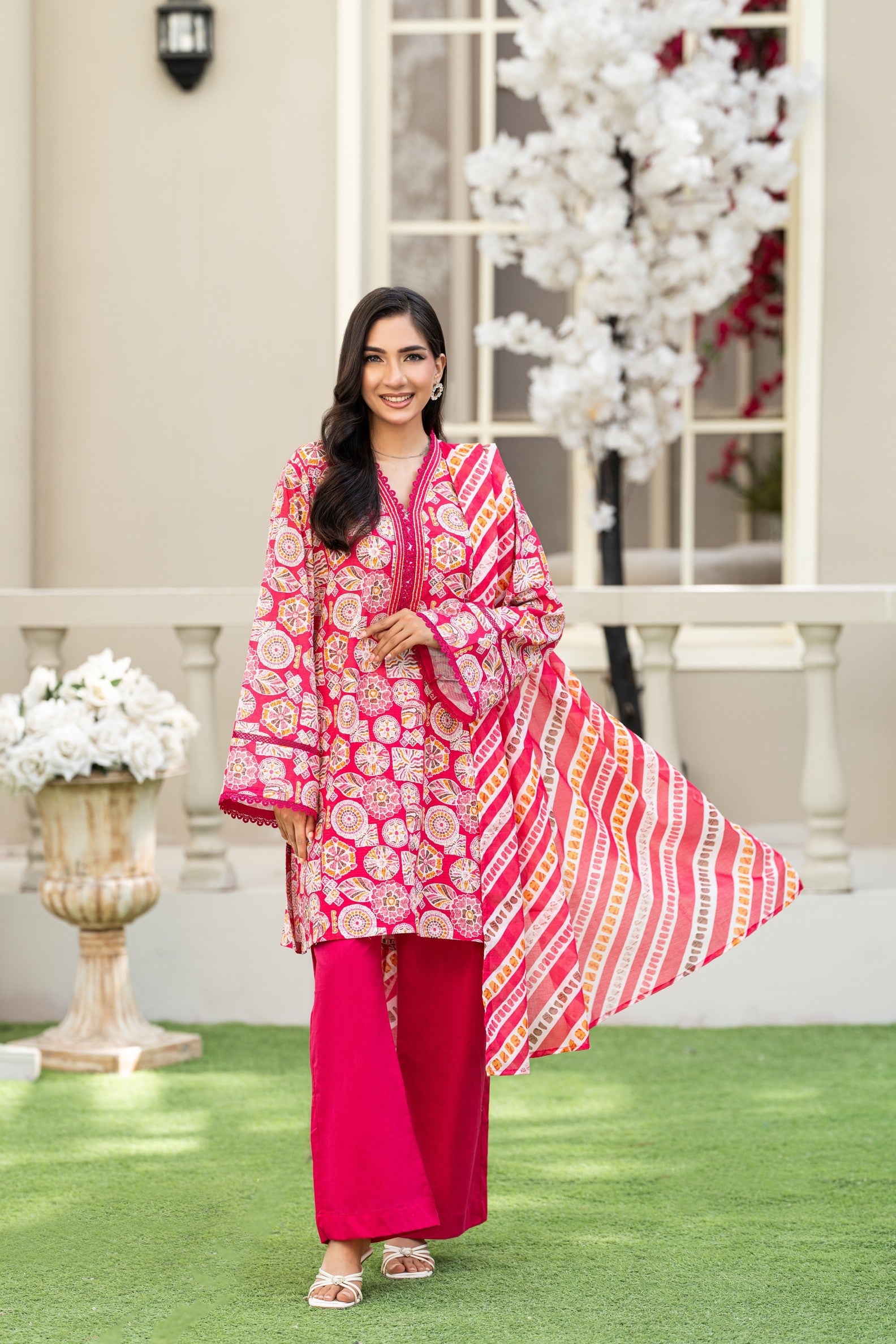 KBC Fashion-3PC Printed Stitch Lawn Suit (Pink)-PV1-SV21