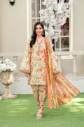 KBC Fashion-3PC Printed Stitch Lawn Suit (orange white)-PV1-SV29