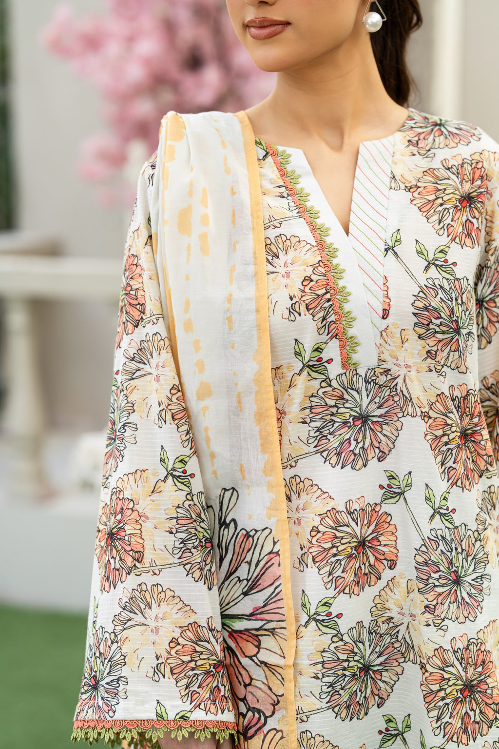 KBC Fashion-3PC Printed Stitch Lawn Suit (off white)-PV1-SV19