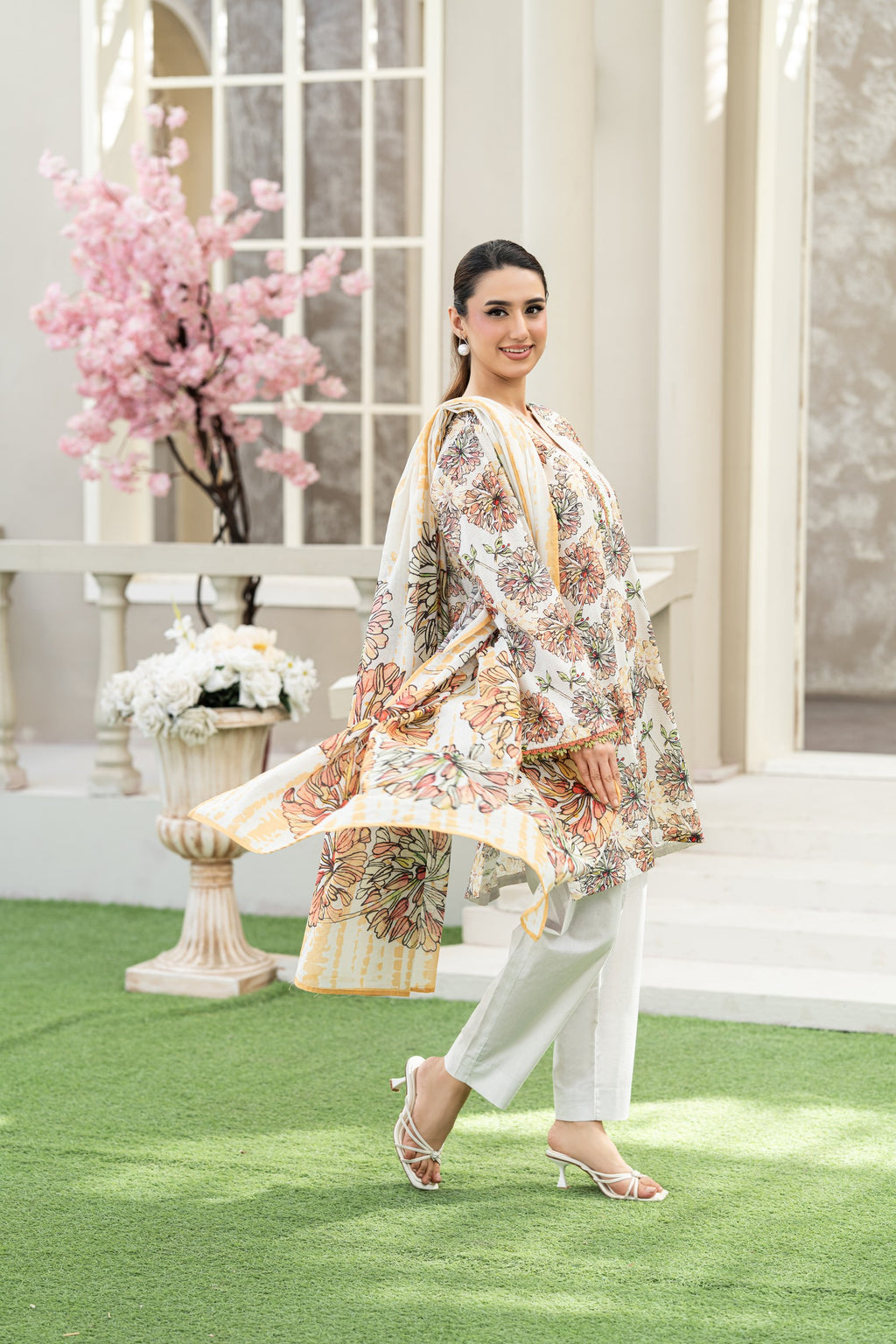KBC Fashion-3PC Printed Stitch Lawn Suit (off white)-PV1-SV19