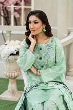 Mint Blossom – 3PC Embroidered Stitched Suit (Pista)-PV1-SV-26
