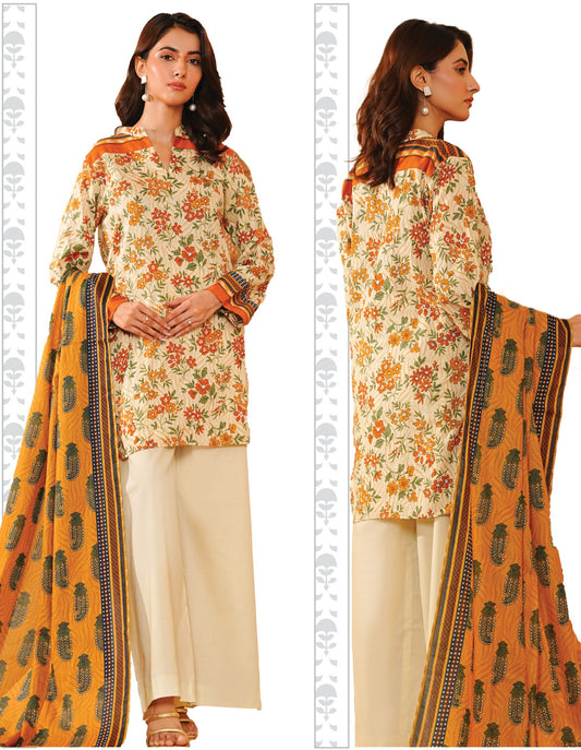 Khaadi SS'25 Doriya Printed Lawn Unstitched 3 Piece Suit