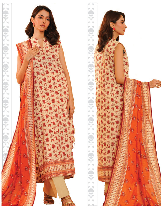 Khaadi SS'25 Doriya Printed Lawn Unstitched 3 Piece Suit