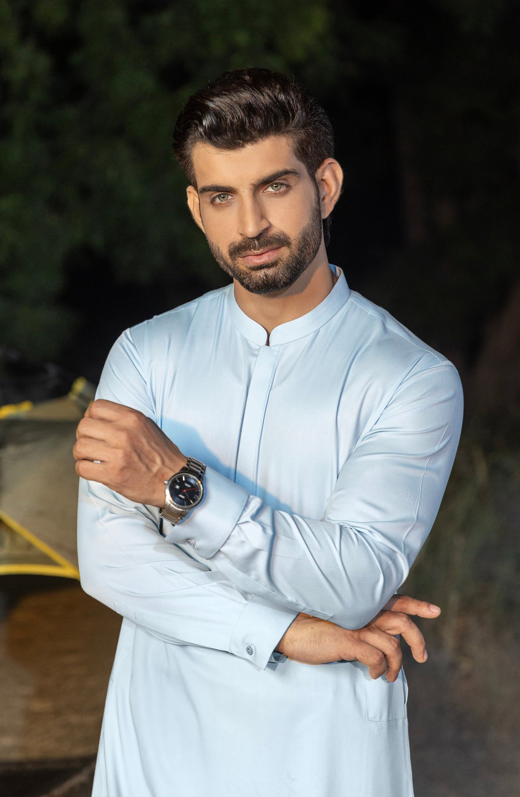 Grace Men’s Wash & Wear Unstitched Fabric Suit (Ice Blue)