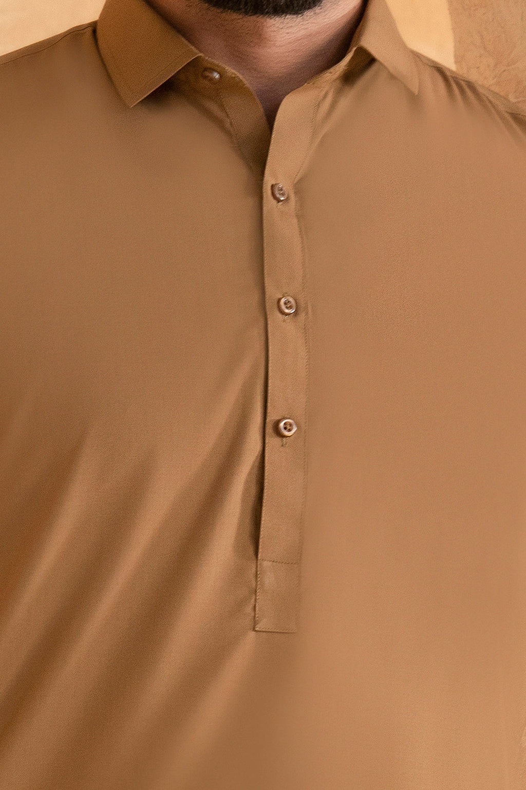 Gul Ahmed Men’s Unstitched Wash & Wear Unstitched Suit (Khaki)
