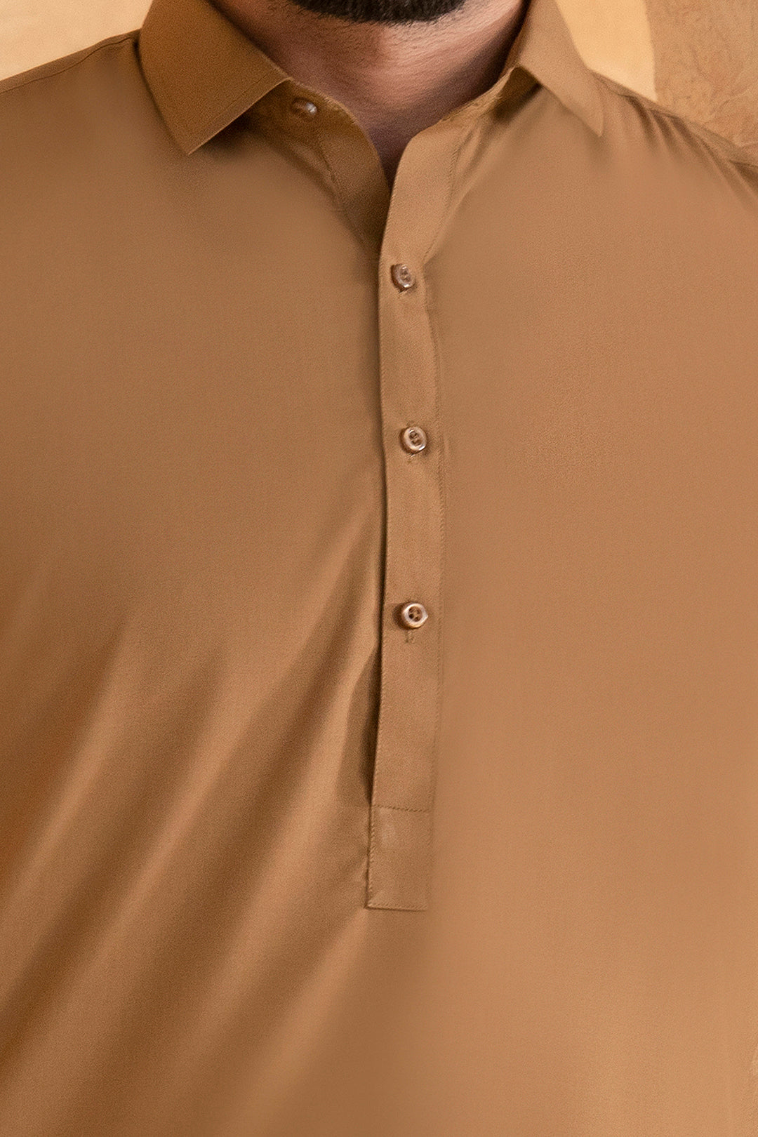 Gul Ahmed Men’s Unstitched Wash & Wear Unstitched Suit (Khaki)