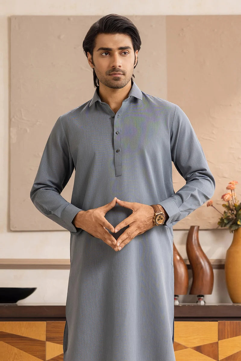 Grace Men’s Wash & Wear Unstitched Fabric Suit (Dusty Grey)
