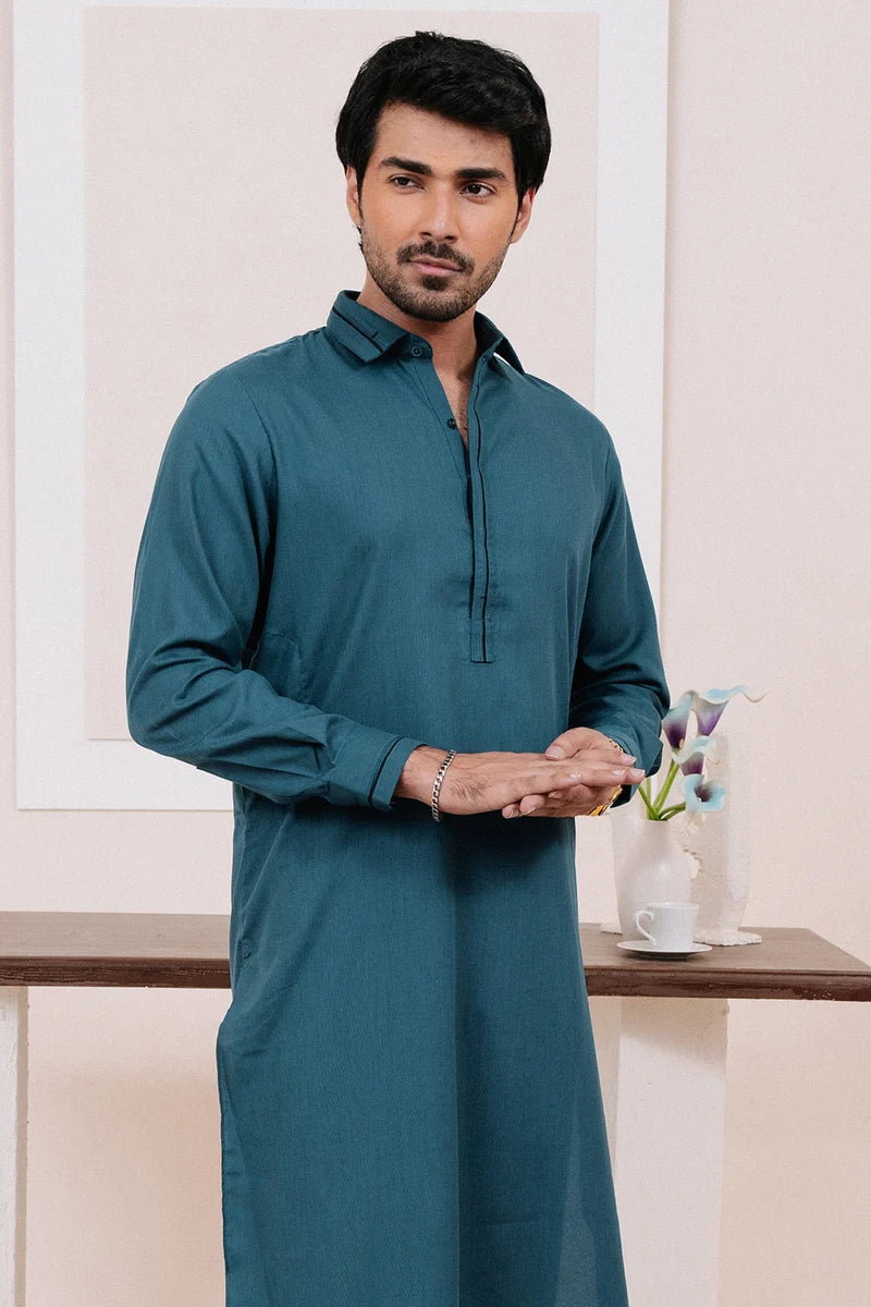 Grace Men’s Wash & Wear Unstitched Fabric Suit (Zinc Blue)