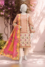 MTJ Tariq Jamil Unstitched 3 Piece Digital Print Cambric Suit - Beige