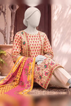 MTJ Tariq Jamil Unstitched 3 Piece Digital Print Cambric Suit - Beige