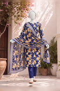 MTJ Tariq Jamil Unstitched 3 Piece Digital Print Cambric Suit - Navy Blue