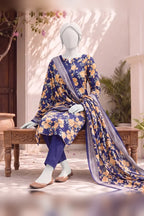 MTJ Tariq Jamil Unstitched 3 Piece Digital Print Cambric Suit - Navy Blue