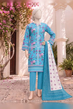 MTJ Tariq Jamil Unstitched 3 Piece Digital Print Cambric Suit - Light Blue