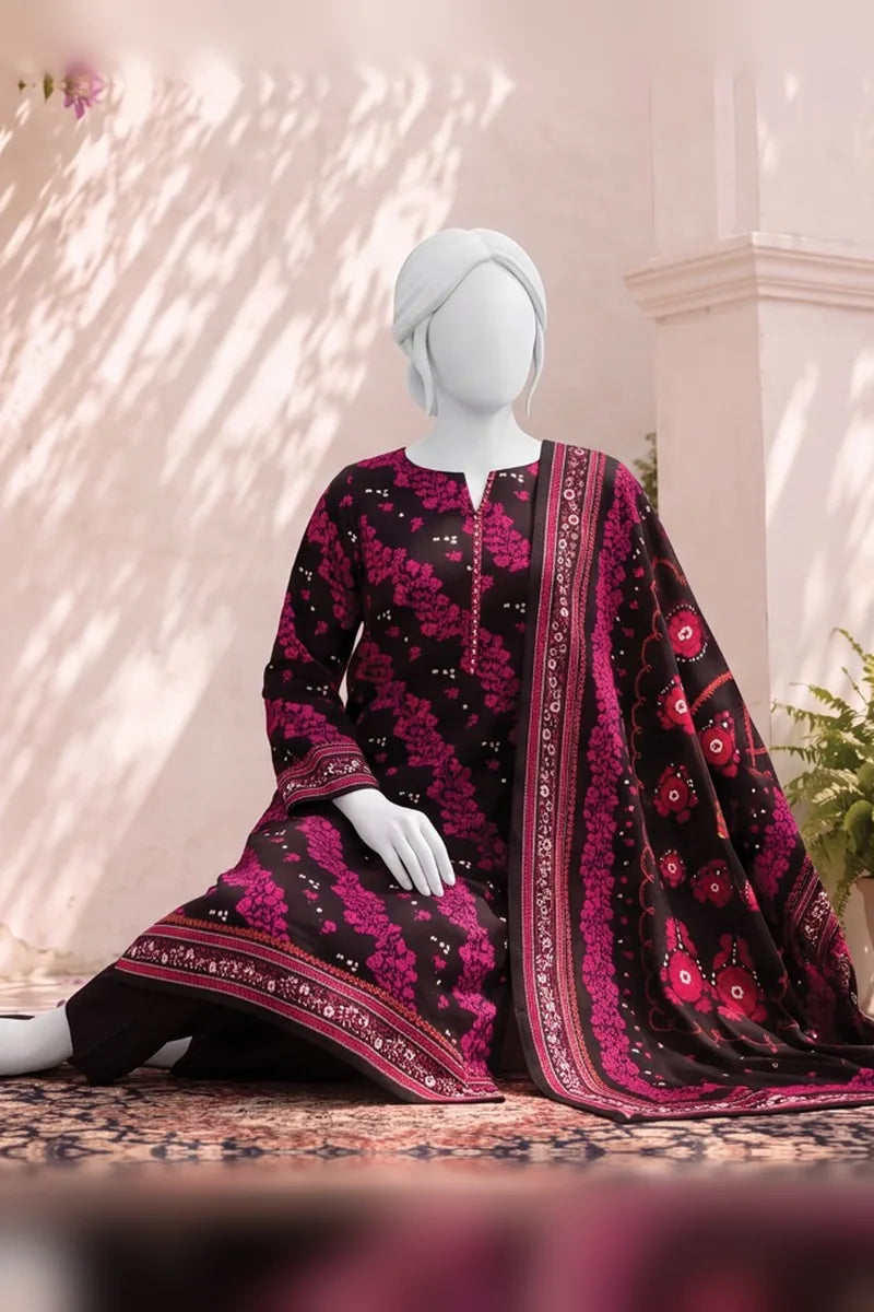 MTJ Tariq Jamil Unstitched 3 Piece Digital Print Cambric Suit - Black