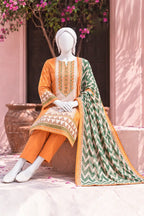 MTJ Tariq Jamil Unstitched 3 Piece Digital Print Cambric Suit - Mustard