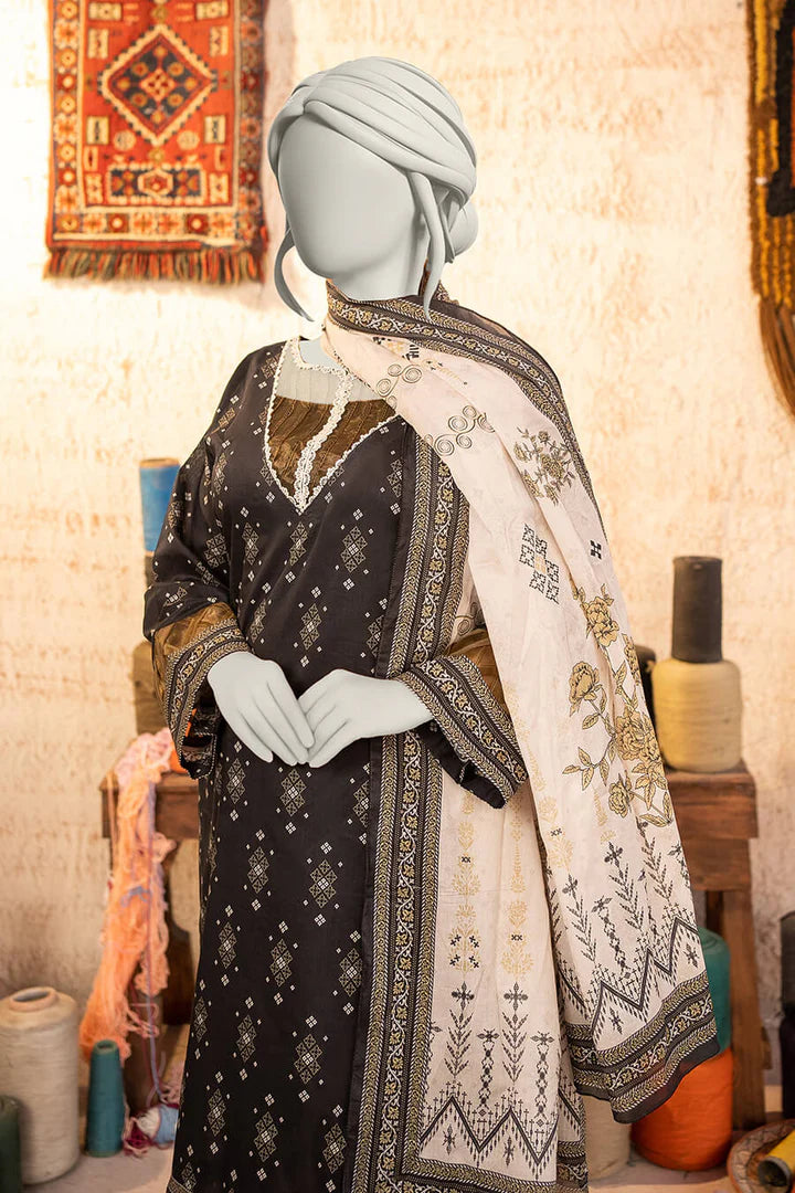 Almeerah Estiva – Premium Digital Three Piece Suit (Blackcurrant)