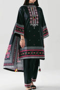 Nishat Unstitched 3 Piece Digital Printed Cambric Suit - Black
