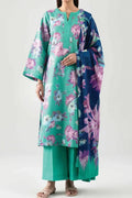 Nishat Unstitched 3 Piece Digital Printed Cambric Suit - Persian Green