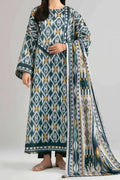 Nishat Unstitched 3 Piece Digital Printed Cambric Suit - Teal