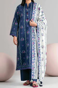 Nishat Unstitched 3 Piece Digital Printed Cambric Suit - Blue