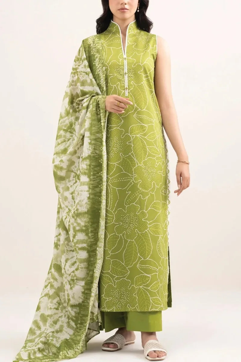 Nishat Unstitched 3 Piece Digital Printed Cambric Suit - Green
