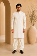 Gul Ahmed Men’s Unstitched Wash & Wear Unstitched Suit (Off-White)