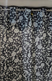 BLACK CURTAIN with WHITE FLORAL PRINT – 10-12 RINGS BY AKYA