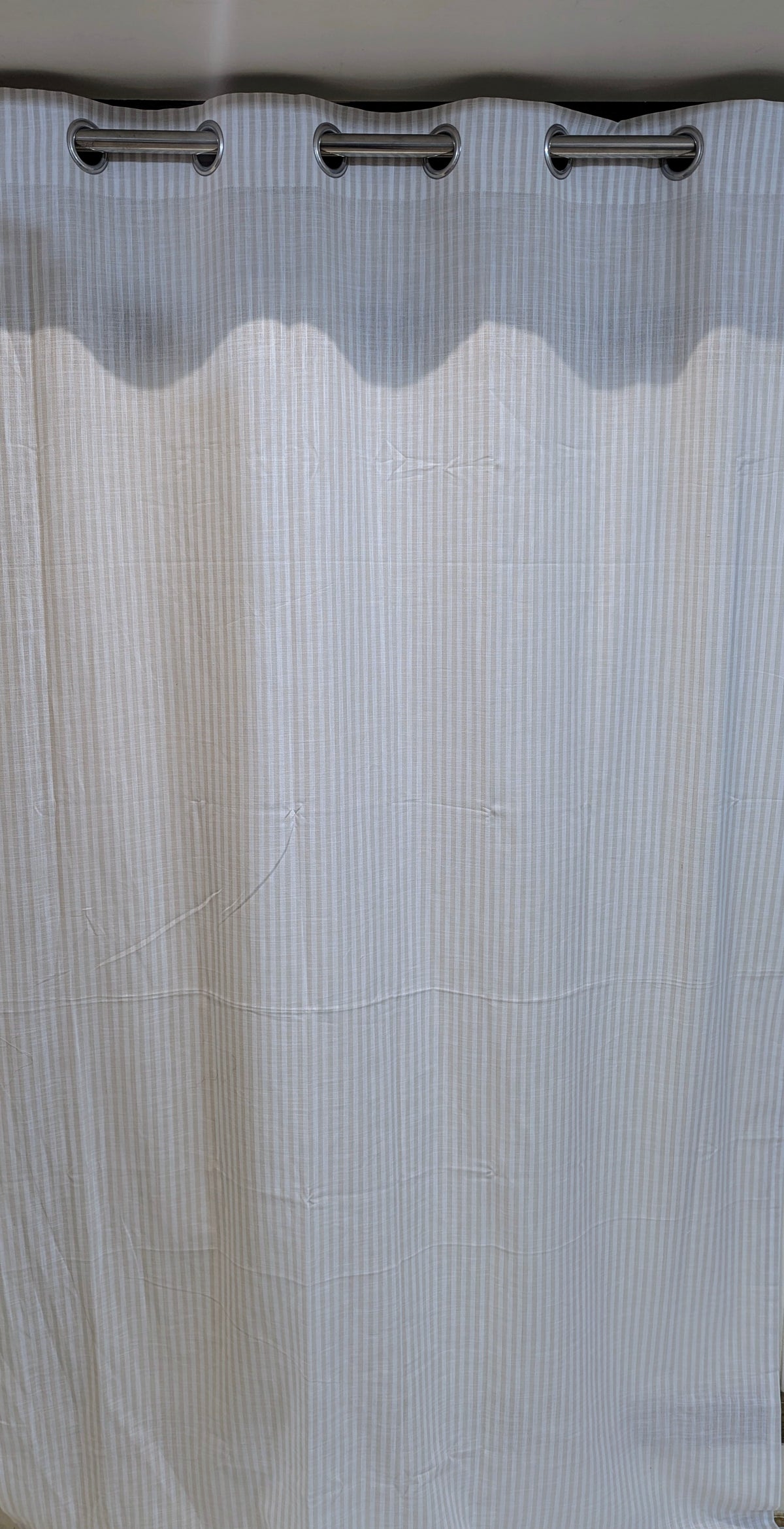 Beige and White Stripes Curtain – 8 Rings | Premium cotton BY AKYA